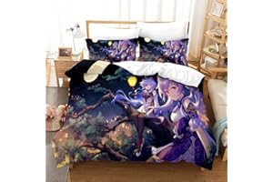 CTQTZ Genshin Impact - Set di biancheria da letto per bambini, 135 x 200 cm, motivo: anime per bambini, copripiumino e federa 80 x 80 cm, copripiumino per gamer, decorazione per cameretta dei bambini,