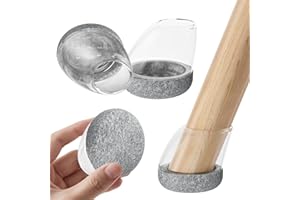 RCHYFEED Chair Leg Floor Protectors, 24 Pcs Silicone Transparent Chair Leg Covers Caps for Hardwood Floors with Wrapped Felt, 15°-25°Furniture Feet Protectors Pads Tilted Legs, Noise Reduction (fit:14-20mm)