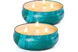 KWANITHINK Candele Citronella, 2x14oz Citronella Candele per Esterno, Cera di Soia Citronella 3 Stoppini per Alleviare Lo Stress, Set di Candele alla Citronella Portatile Regalo da Viaggio per Estate