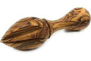 TREES OF THE LAND Handgefertigte Zitronen-Limetten-Zitruspresse Reibahle – massives Stück dunkles Olivenholz einzigartige Presse aus Holz Bethlehem