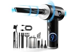 Aranknew Aspirapolvere Per Computer, Elettrico Rimuovi Polvere Aria Compressa Senza Fili, 3 Velocità 51000 RPM Con luce LED, Batteria da 6000mAh Ricaricabile, Adatto per PC, Divano, Auto