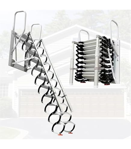 Scala Retrattile Manuale Per Soffitta - Pantografo Con Gradini, Misura 70x70, Altezza 276-300 Cm - Foto 9