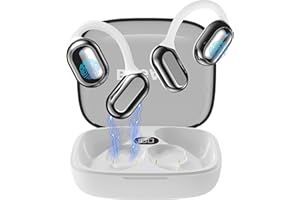 BUGANI Open Ear Kopfhörer, Ohrhaken Kopfhörer Kabellos Bluetooth IPX6 Wasserdicht, 30H Laufzeit, Bluetooth 5.4, Digital Display, sicherer Sitz für Laufen/Fahrradfahren/Gym/Sport, Weiß