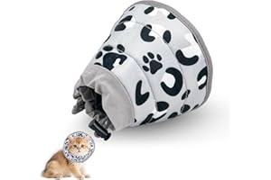 FICOFISE Halskrause Katze: Einstellbarer Katzenkragen, Weich Kragen Cone Katze Halskrause, für Welpen Hunde und Katzen Nach Operation und Verletzungen, Verhindert das Lecken von Wunden (Grau, S)