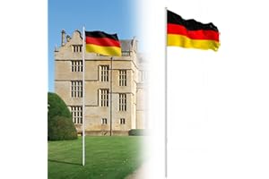 Randaco Asta telescopica in alluminio, regolabile in altezza, resistente alle intemperie, antiruggine, con corda tedesca e manicotto stabile, per esterni (altezza 650 cm)