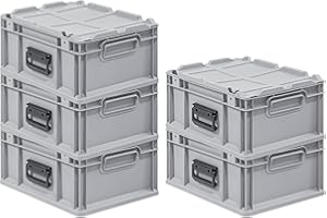 PROREGAL SuperSparSet 5x Eurobox NextGen Portable | HxBxT 18,5x30x40cm |16 Liter | Eurobehälter, Transportbox, Transportbehälter, Stapelbehälter