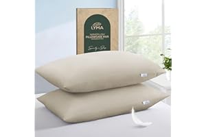 LYMA Bedding Pillow Cases 2 Pack, Ultra Soft Breathable Housewife Cover, OEKO-TEX Certified, Nanoplush Double Brushed Quick Dry Pillowcases, Envelope Closure Wrinkle Fade Resistant 50x75CM, Beige
