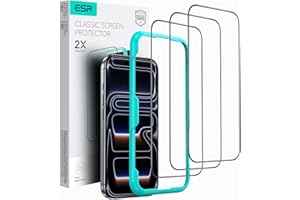ESR Verre Trempé pour iPhone 17 Pro, Protections D'écran de Qualité militaire, Incassable, Dureté 9H, Résistantes aux Rayures, Haute Clarté, avec Outil d'Installation Facile，Lot de 3