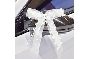 LILIKAI 10 Stück Autoschleifen Hochzeit Autoschmuck,Auto Deko Schleifen,Hochzeitsauto Schleife Mit Herzen Spitze,Hochzeitsdeko Schleifenband,Hochzeitsschleifen,für Brautauto,Geschenk,Hochzeitsfeier (11×19 CM)