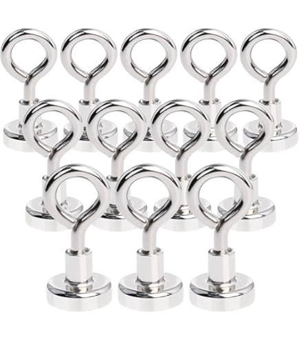 Neodymium Clamping Magnet With M6 Hook For Hanging, Holding Or Displaying Items 32mm Dia 36 4kg Pull~5060185921359 01c Mp