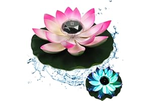 NASSMOSSE Lotus Flower Solar Light for Pool, Floating Lotus Light 11.02 Inch Waterproof Solar Pond Light with Hook for Garden Lawn Backyard Pond Fountain Gradient Color
