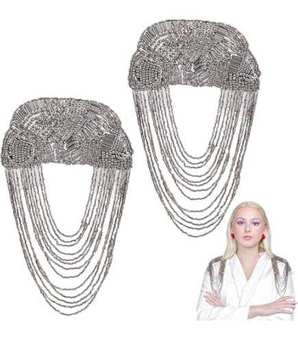 Toppe Con Perline Di Cristallo E Frange Per Spalline - 2 Pezzi In Oro Per Decorazioni Abiti - Foto 8