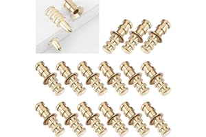 UFURMATE Table Pin Sets with Sockets, 15Pcs Zinc Alloy Table Leaf Dowel Pins Gold Table Bolt Sleeve Connectors Table Top Leaf Alignment Pins (Dia.0.3")