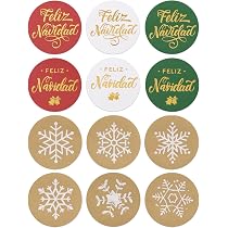 Pegatinas De Feliz Navidad, Sellos Para Sobres, Etiquetas, Recuerdos, Sellos, Etiquetas, 3,8 Cm, Redondas, Festivos (30 Unidades), Español, Navidad, Copos De Nieve - España