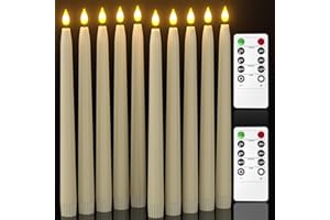 PChero Świece stożkowe LED z pilotem zdalnego sterowania, 10 sztuk, na baterie, bezpłomieniowe, sztuczne świece LED, migoczące świece stożkowe z timerem, do domu, na Halloween, Boże Narodzenie,