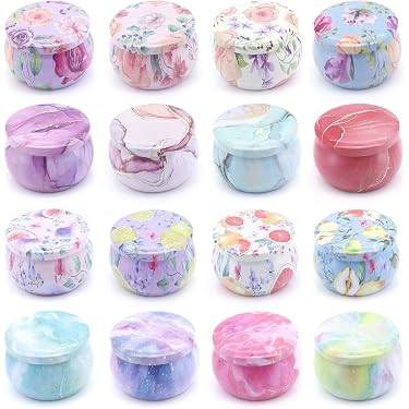 16 Pots à Bougie Métalliques Noirs 2.2oz Avec Couvercles - Récipients Réutilisables Pour Création Bougies DIY, Cosmétiques