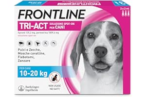FRONTLINE Triact, 3 Pipette, Cane M (10-20Kg), Antiparassitario per Cani e Cuccioli di Lunga Durata, Protegge il Cane da Pulci, Zecche, Zanzare, Pappataci e Leishmaniosi, Antipulci 3 Pipette