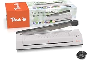 ‎PEACH Peach 4 in 1 Laminiergerät A3 inkl. Eckenrunder, cutter, Laminerfolien - ABS - startklar in 3-5 Minuten - 2x125 mic. - 250 mm/min - Heiß- & Kaltlaminiergerät - PBP420