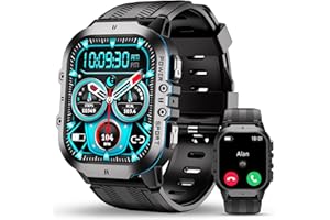 OUKITEL Military Smart Watch for Men (Answer/Make Calls), 1.96" AMOLED Fitness Watch with 120+ Sports/Heart Rate/SpO2/Blood Pressure/Sleep/Step Monitor, 5ATM Waterproof Smartwatch for Android iOS