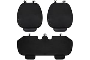 LUXVARA 3 Stück Autositzauflage Baumwolle-Leinen für Vorder- & Rücksitze, Universal Sitzbezüge 3-teilig Atmungsaktiv, Anti-Rutsch Autositzschoner, Kratzfeste Sitzauflagen PKW/SUV, Naturstoff Sitzkissen