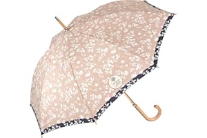 PERLETTI GREEN Ombrello Pioggia Ecosostenibile Tessuto Riciclato Donna Automatico - Manico in Legno Biodegradabile - Ombrello Classico Antivento Ecologico - Diametro 102 cm