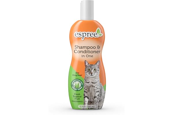 Espree Natural Shampoo and Conditioner in One for Cats, Aloe Vera, Panthenol & Jojoba 355ml