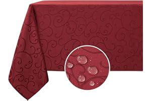 mosayt Tovaglia Quadrata Antimacchia 140x140 cm Elegante Tovaglia Jacquard Tovaglia Impermeabile Per Proteggere Il Tavolo, Sala Da Pranzo, Soggiorno, Bar (Rosso, 1 Pezzo)