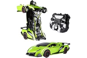 SainSmart Jr. 1/14 juguete transformador, robot de coche teledirigido, juguete transformador 2 en 1 (verde)
