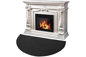AULOCK Fireproof Fireplace Mat, 42'' x 24'' Upgraded 4-Layer Thickened Fire Resistant Mat, Half Round Silicone and Fiberglass Fire Retardant Hearth Pad Protect Floor from Sparks Embers