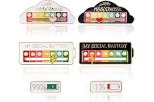 MHYMX Social Battery Pin, 6 Stück Emaille Pin Lustige Brosche für Soziale Interaktive Stimmungsnadeln Soziale Batterie Pins Anstecker Stimmung für 7 Tage Dekoration Anstecknadel