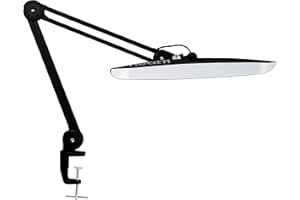 Neatfi Lampe de bureau à LED XL 2 200 lumens, 4 niveaux de luminosité, 24W, 117 LED SMD, lampe de travail de qualité professionnelle pour la maison, le bureau (Non-CCT avec Pince, Noir)