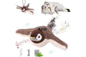 Pipihome Jouet Chat Oiseau Qui Bouge, Jouet Interactif pour Chat, Oiseau Gazouillant Simulé (Chirping+Flapping+Télécommande) (A)