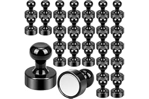 Wzone magnets strong fridge magnets, 12×16mm | 30 Pack whiteboard magnets small magnets, black magnet push pins for Notice Board, Office and School…