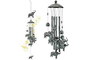 HUTHUHNHN Windspiele Für Draußen, Elefanten Gedenk Windspie Für Gartendekoration Wohnzimmer Schlafzimmer Fenster Gartendekoration Zuhause Hausgarten Metallrohr Glockenverzierung Windspie (Grün)