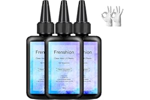 FRENSHION la resina ultravioleta de 300g se actualiza y se cura rápidamente en 1 minuto! Fabricación de pulseras de collar de pendientes de joyería de resina ultravioleta transparente de cristal duro + guantes