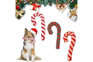 TFSZE Giocattolo da Masticare Cani Natale,corda per cani Bastoncini di Zucchero,Giocattoli Natale di Corda,Giochi Interattivi per Cani,giocattolo cane,Corda da Masticare Resistenti per La Pulizia dei Denti