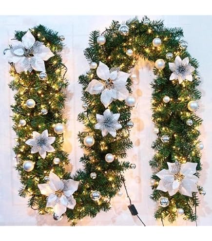 HENGMEI 3M Verlichte Kerstslinger Met Sneeuw - Dennenslinger Voor Binnen & Buiten Kerstdecoratie