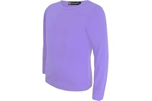 LOTMART Niños Liso de Manga Larga Top Básico Niña Niño Camiseta Redondo Uniforme Camiseta
