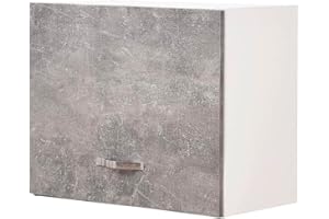 Shally Dogan Pensile da Cucina, Sopracappa, Armadio in Legno Armadietto Multiuso da Muro a Ribalta Spazioso, Dimensioni 60 x 32 x 49H cm (Cemento)