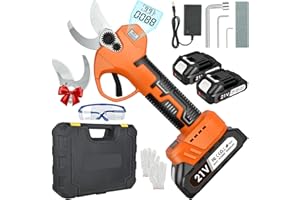 Vothen Tijeras de podar eléctricas 30mm, Tijeras de podar eléctricas profesionales con 2 x 2.0Ah Batería, Pantalla Digital, 2 Hojas SK5, Ideal para Viñedos, Jardinería y Granjas