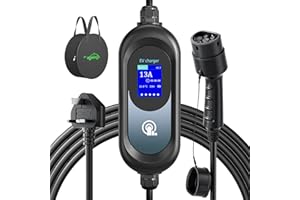 EVJUICION EV Charger Type 2 to 3 Pin 15M, 6/8/10/13A Adjustable, 12 Hours Delay Timer, Touch Control, IP67 Waterproof, 3.3kW Electric Car Charger, EV Charger Cable Type 2 to 3 Pin Plug with Cable Bag