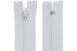 AERZETIX - C63302 - Lot de 10 Fermetures éclair à glissière spirale N°3 non séparable 25 cm en nylon - curseur autobloquant en métal - couleur blanc - vêtement couture pantalon mercerie