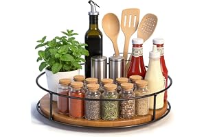Zocipro 23cm Lazy Susan roterande organizer i trä | 360° roterande halkfri bricka för köksskåp, matbord, skafferi och kaffebar