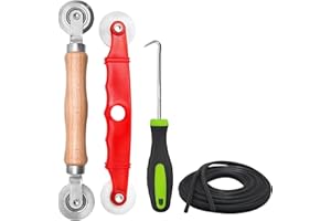 GLQ 4 Pezzi Zanzariera Finestra Ricambio Strumento,Rotella per Zanzariere, 15M Nastro Cordino in Gomma Rete, Ganci Porta Attrezzi Zanzariera,per Finestre Ricambio Zanzariere Finestra