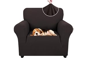 ‎YSTYLE Ystyle Sofa überzug 1 Sitzer Mit Armlehne, Stretch Sofabezug rutschfest, Modern Sofa Cover Für Hunde Haustiere, Atmungsaktiv Couch überzug Mit Elastic Bottom, Kaffee