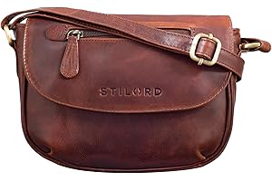 STILORD 'Tamara' Bolso de Hombro Mujer Piel Pequeño Bolso Bandolera Vintage Para Salir Noche Fiesta Diari Bolso Mano de Auténtico Cuero, Color:porto - marrón