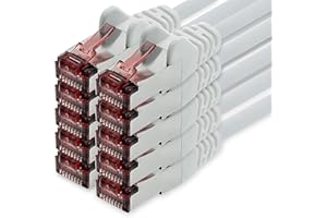 1CONN Câble de réseau Cat6 0,5m Blanc - 10 x Patch Cable LAN Cat 6 LAN Network Cable Sftp Pimf Lszh Copper 1000 Mbit s