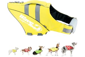 ZOOLAND Giubbotto di Salvataggio per Cani Regolabile con Strisce Riflettenti e Impugnatura Resistente, Salvagente Cane Altamente Galleggiante per Cani Piccola, Media e Grande, giallo XXL