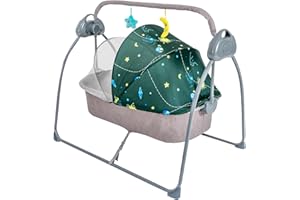 DEEDUUD Babywippe Elektrische, Schaukelwiege Babyschaukel mit Fernbedienung Bluetooth und 12-Songs für Babys Zwischen 0-18 Monaten