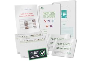 Safety First 2023 Food Hygiene Book. Safer Food Better Business For Caterers, Restaurants & Takeaways Booklet. 2 x Allergen Posters, 2 x Allergen Trackers, Food Hygiene Sticker & Hand Wash Poster.